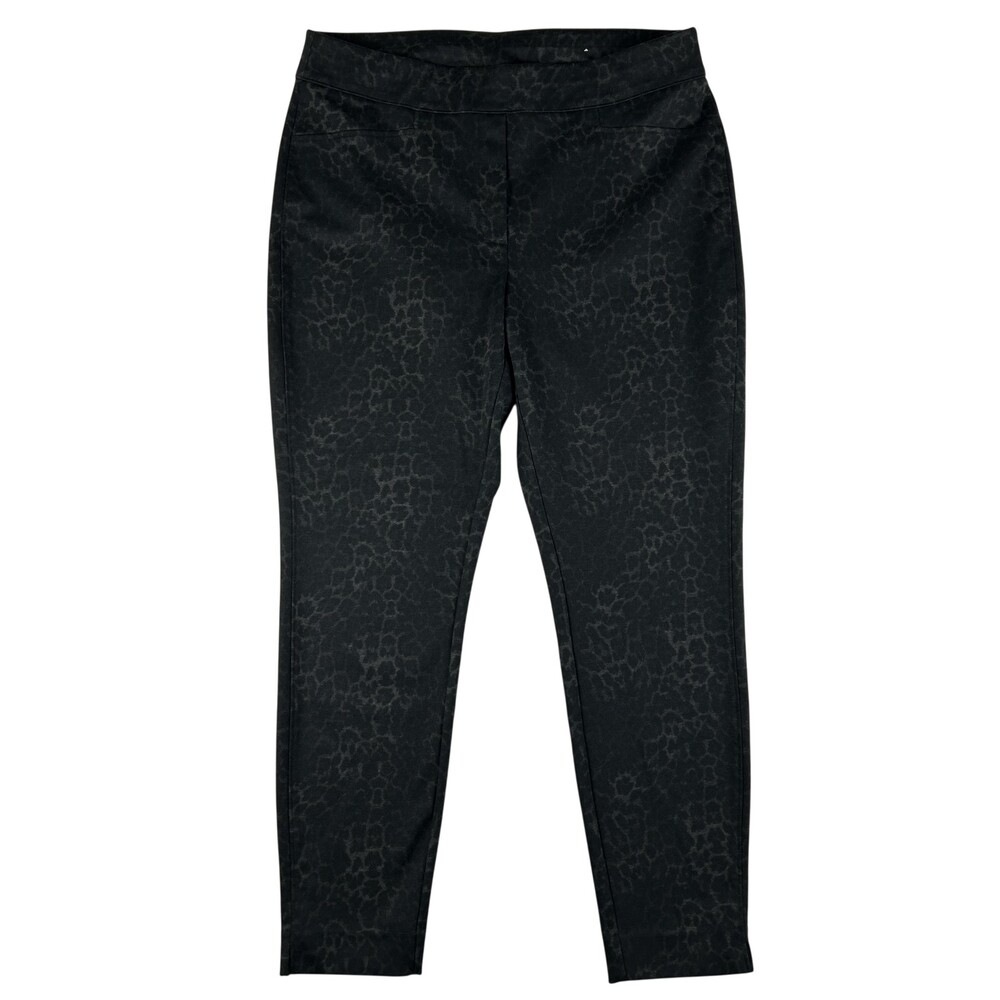 Chico's Pants Womens 2 Gray Animal Print Ponte Ankle Slim Stretch Pull On